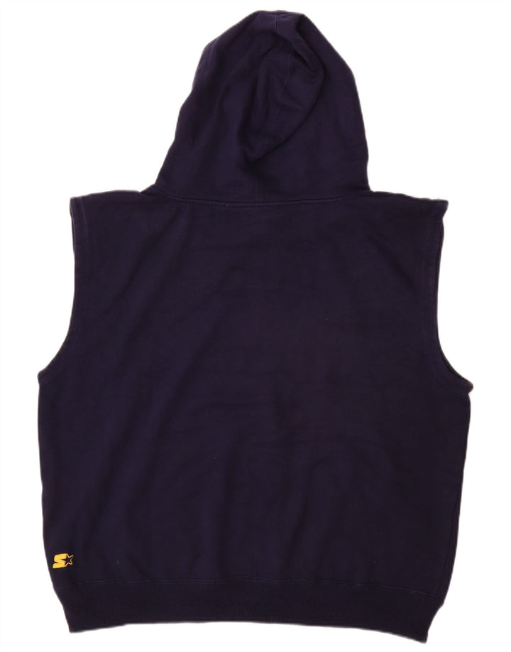 STARTER Ανδρικό γραφικό αμάνικο μπλουζάκι με κουκούλα μεγάλο μπλε βαμβακερό