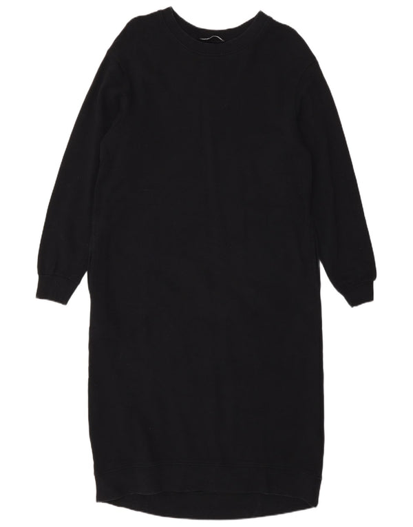 Γυναικείο μακρυμάνικο φόρεμα Zara UK 10 Small μαύρο βαμβακερό