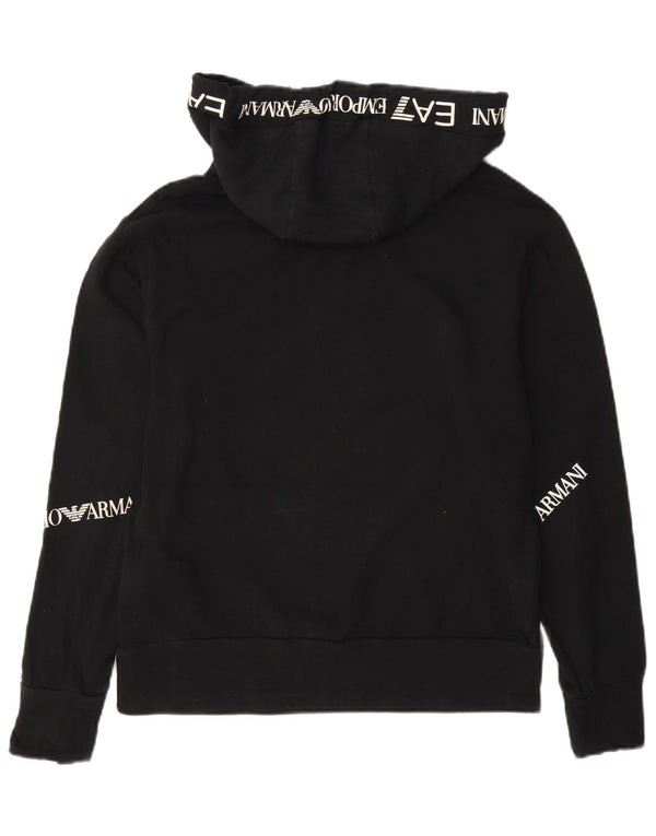 Emporio Armani Γυναικείο γραφικό υπερμεγέθου Hoodie Jumper UK 6 XS μαύρο βαμβακερό