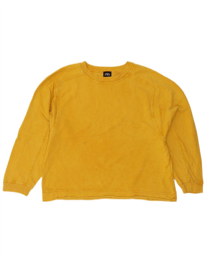 Zara Γυναικεία φούτερ μεγάλου μεγέθους Jumper UK 10 Small κίτρινο βαμβακερό