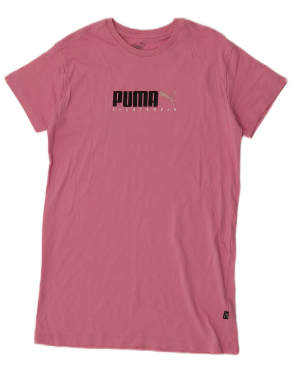 Puma Girls Graphic T-Shirt Top 13-14 Years Pink Cotton