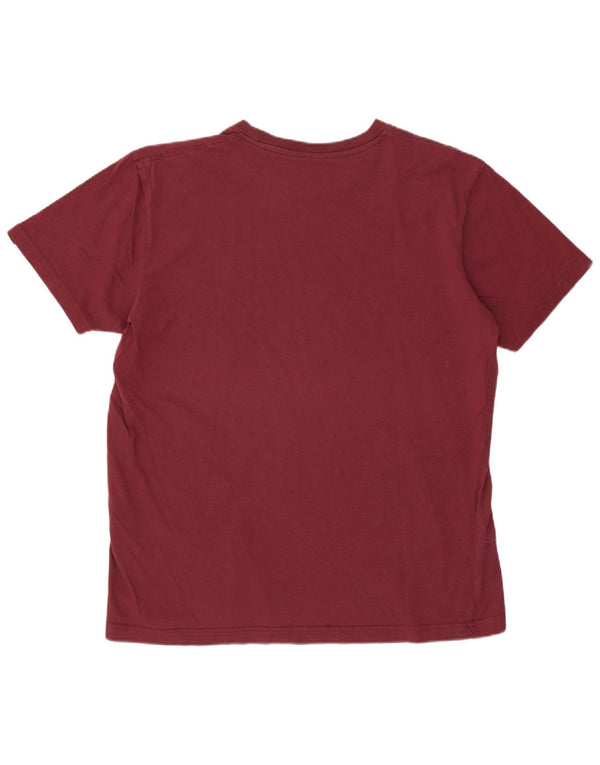 ALPHA INDUSTRIES Womens Graphic T-Shirt Top UK 14 Medium Burgundy Cotton