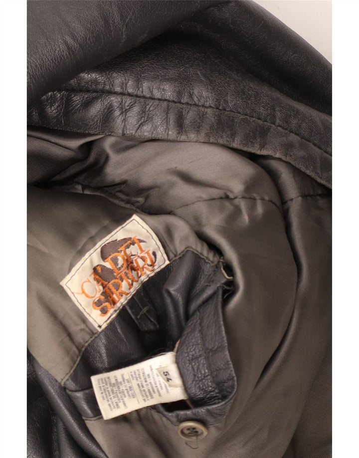 VINTAGE Ανδρικό Δερμάτινο Μπουφάν IT 54 2XL Μαύρο Δερμάτινο