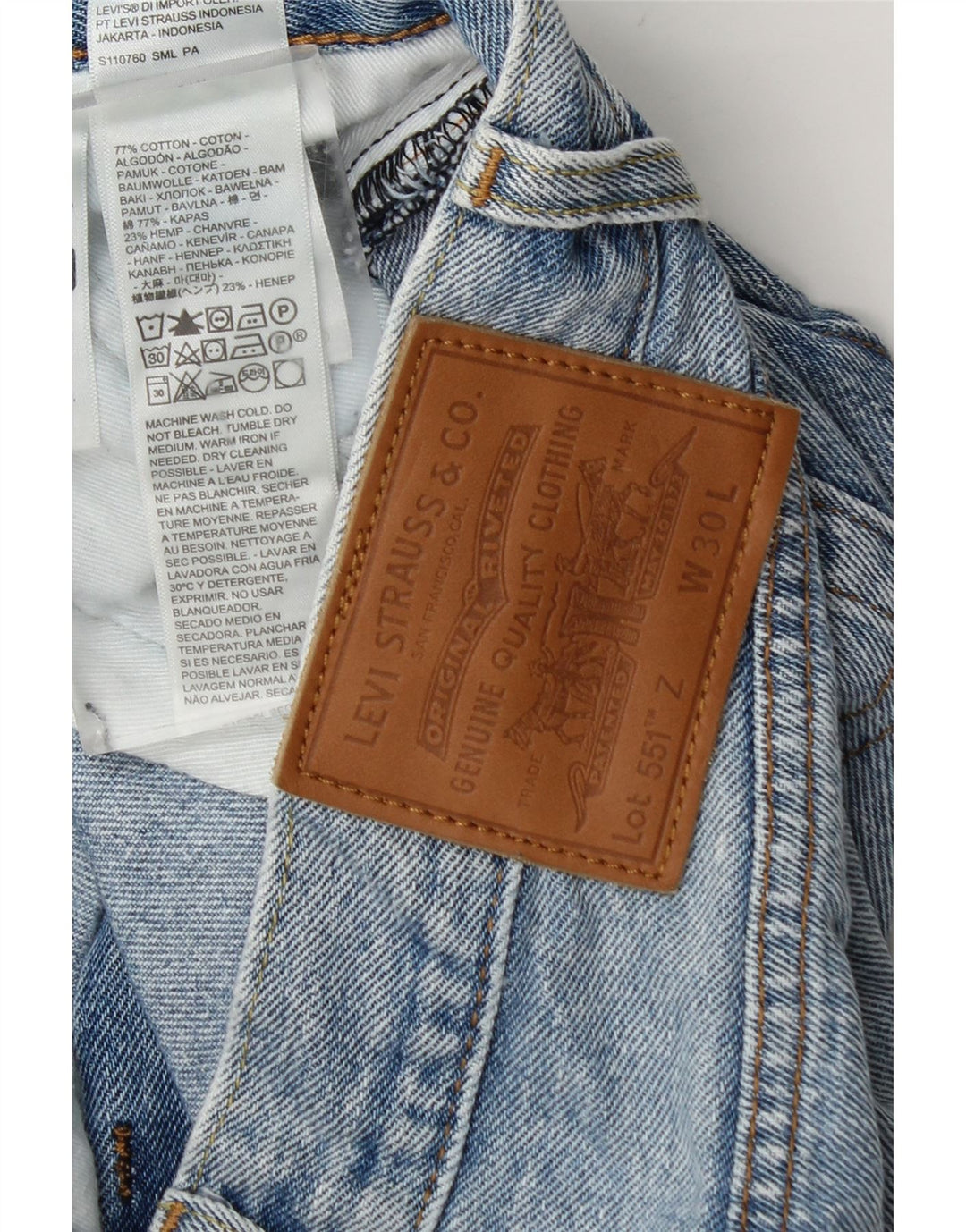 Levi's Mens 551 Straight Jeans W30 L27 Μπλε Βαμβακερό