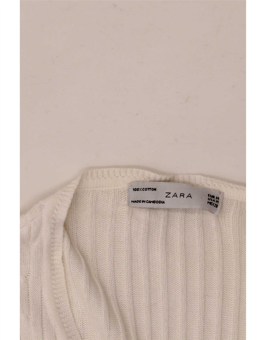 Zara Γυναικεία Ζακέτα πουλόβερ UK 12 Μέτριο Λευκό Βαμβακερό