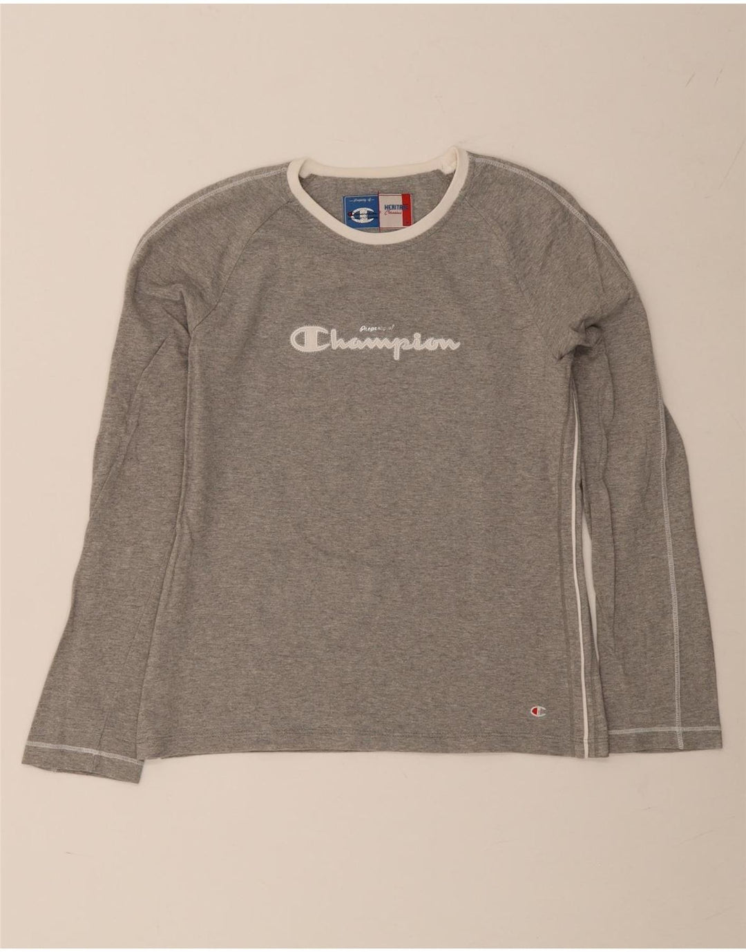 Champion Womens Heritage Classics Graphic Top μακριά μανίκια UK 14 Large Grey