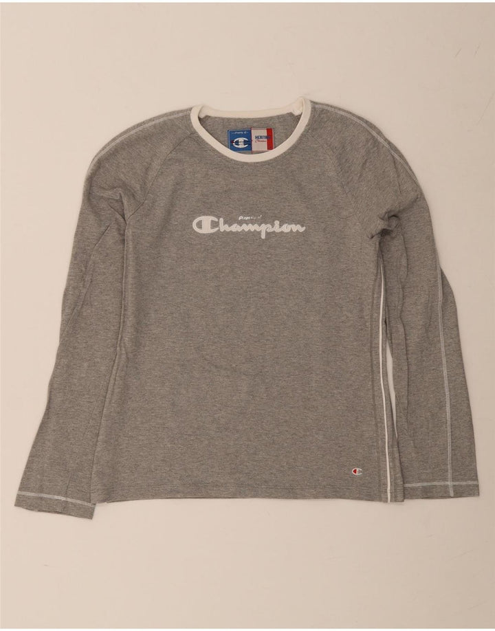 Champion Womens Heritage Classics Graphic Top μακριά μανίκια UK 14 Large Grey