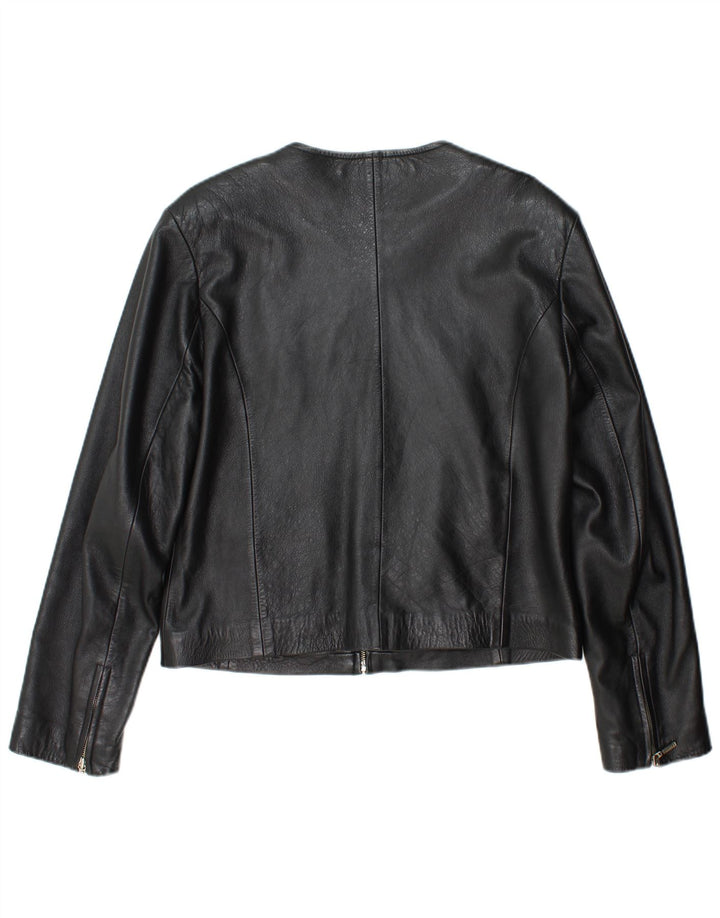 RABERG Γυναικείο Crop Δερμάτινο Μπουφάν EU 42 Μεγάλο Δερμάτινο Μαύρο