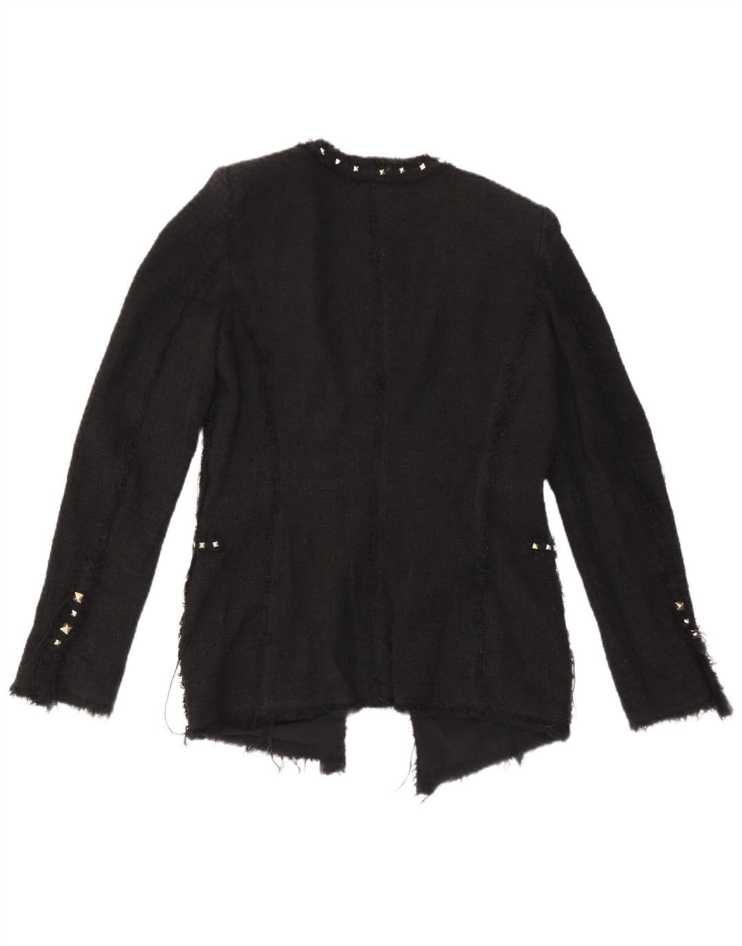 Zara Γυναικείο Open Blazer Jacket UK 12 Medium Black Cotton