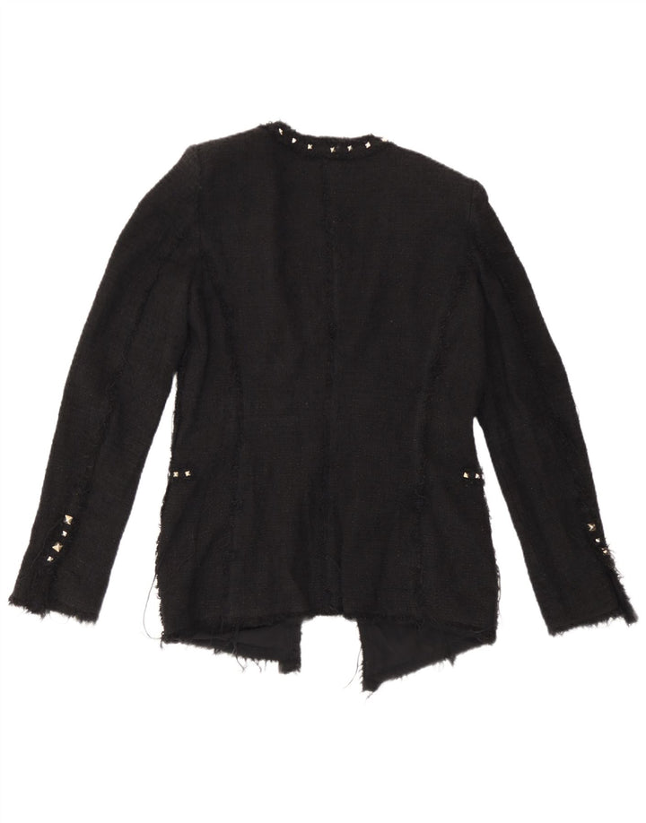 Zara Γυναικείο Open Blazer Jacket UK 12 Medium Black Cotton
