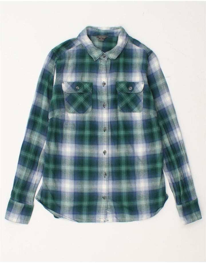 EDDIE BAUER Γυναικείο φανελένιο πουκάμισο UK 10 Small Green Check Cotton