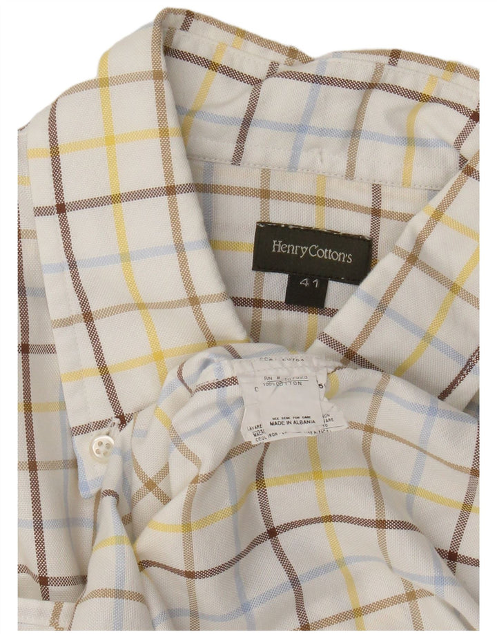 Ανδρικό πουκάμισο Henry Cottons Μέγεθος 41 Medium White Check Cotton