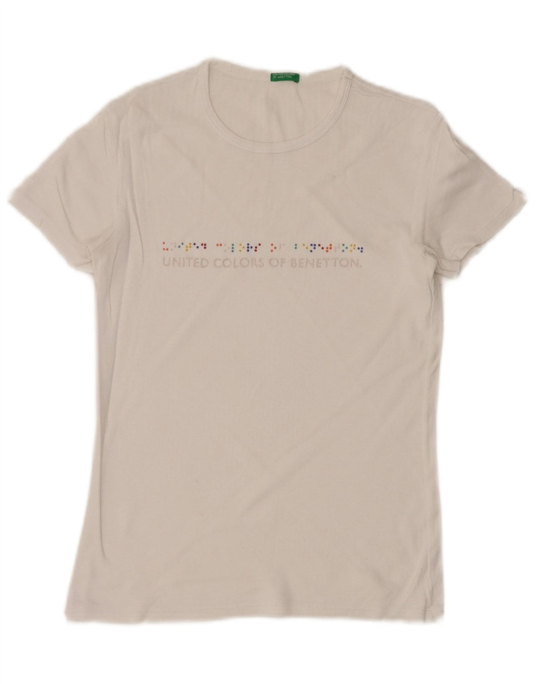 BENETTON Γυναικείο γραφικό T-Shirt Top UK 8 Small White