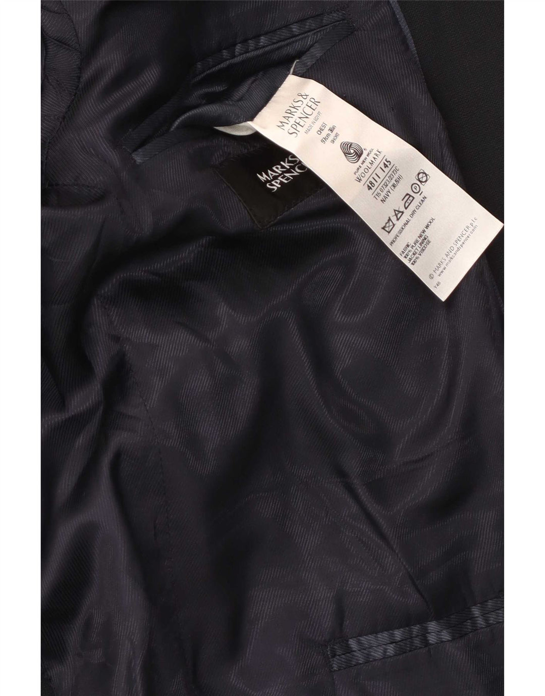 Marks & Spencer Ανδρικό σακάκι μπλέιζερ με 2 κουμπιά EU 38 Medium Navy Blue New Wool