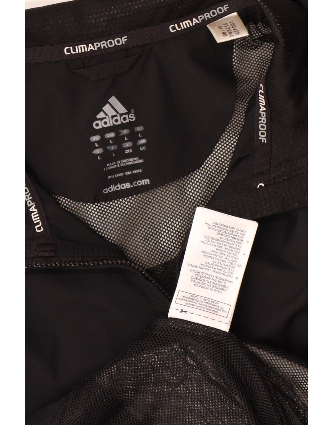 ADIDAS Mens Clima Proof Rain Jacket UK 40 Large Black Polyester