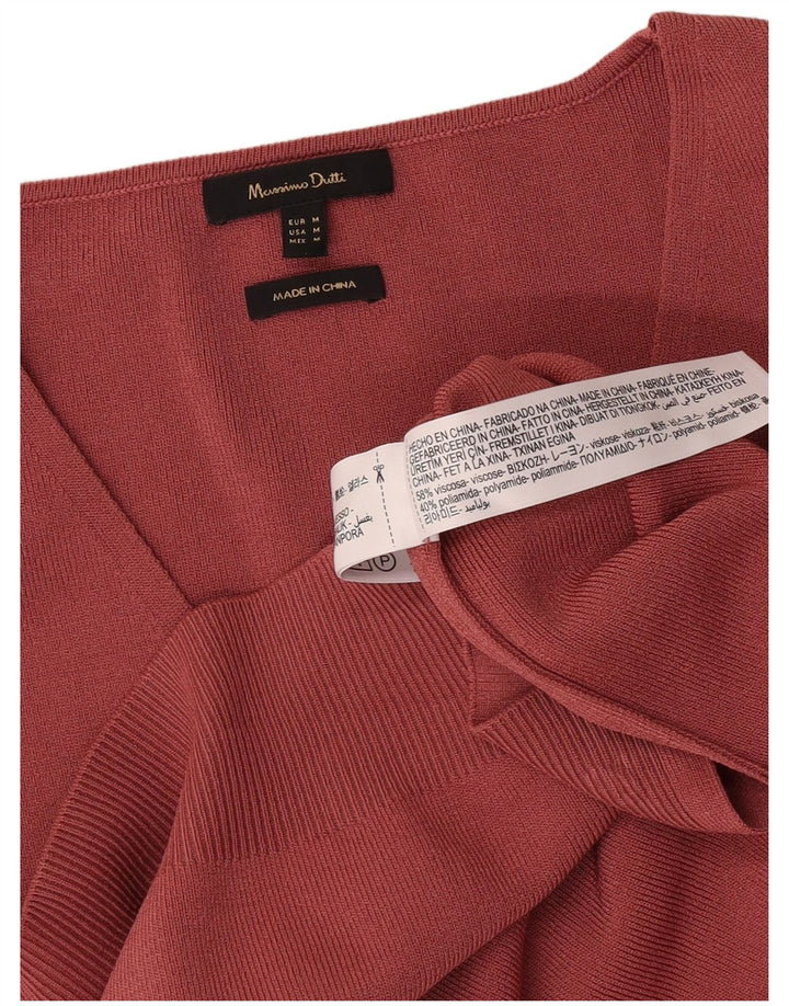Ανδρικό πουλόβερ Massimo Dutti με κοντό μανίκι V λαιμόκοψη, μεσαίο μπορντό