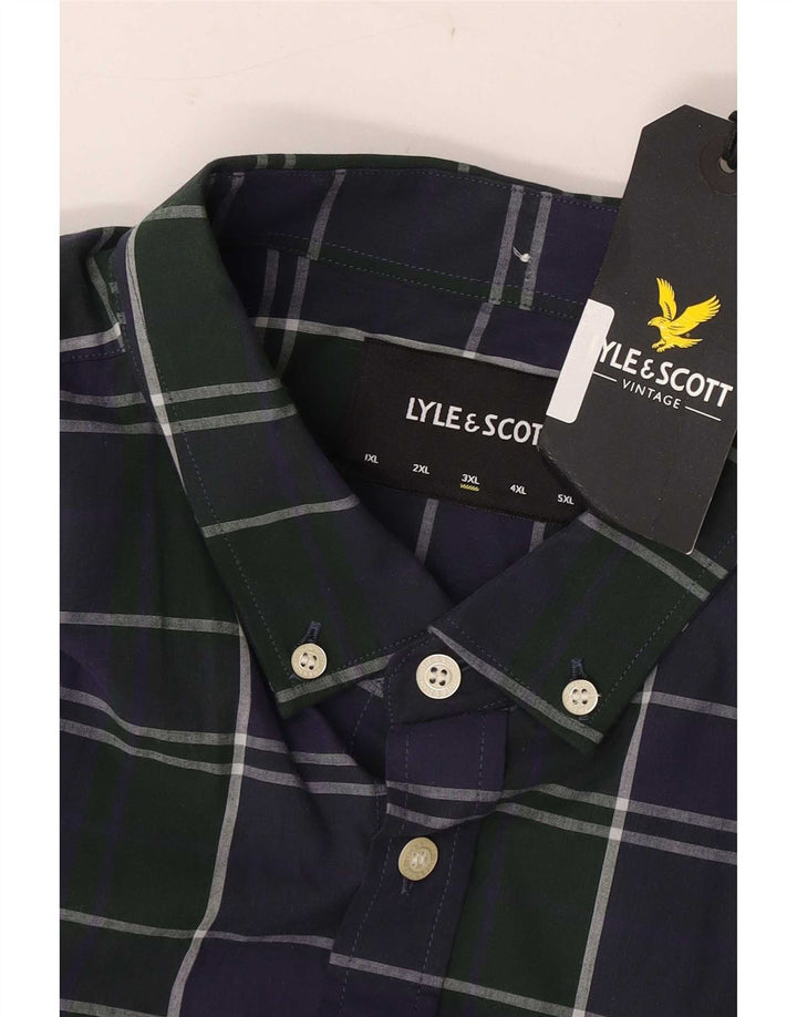 Ανδρικό πουκάμισο Lyle & Scott 3XL Navy Blue Check Cotton