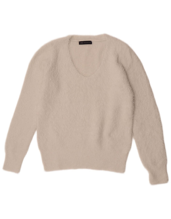 Marks & Spencer Womens V-Neck Jumper Sweater UK 12 Medium Off White