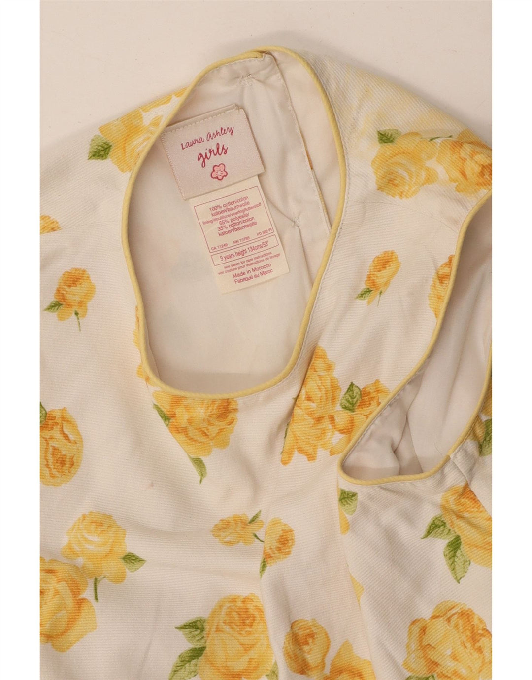 LAURA ASHLEY Κοριτσίστικο αμάνικο φόρεμα σε γραμμή Α 8-9 ετών Λευκό φλοράλ βαμβακερό