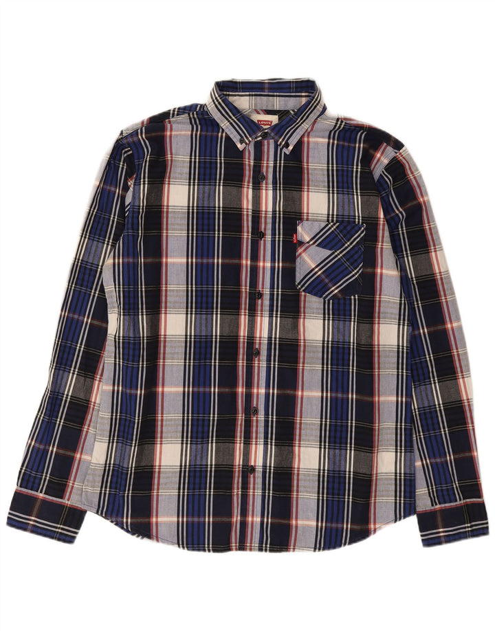 LEVI'S Mens Shirt Medium Navy Blue Check Cotton