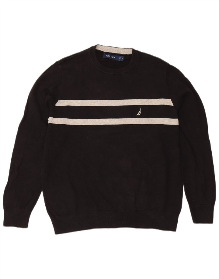 Ανδρικό πουλόβερ Nautica Crew Neck, Βαμβακερό μεσαίο μαύρο ριγέ