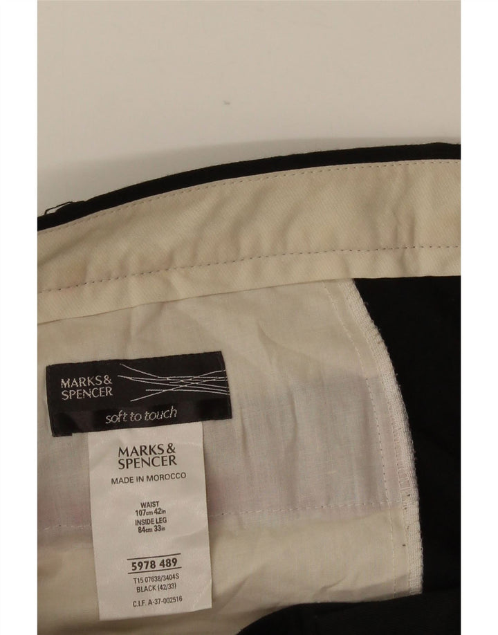 Marks & Spencer Ανδρικό παντελόνι με καρφίτσα W42 L33 Μαύρο βισκόζη