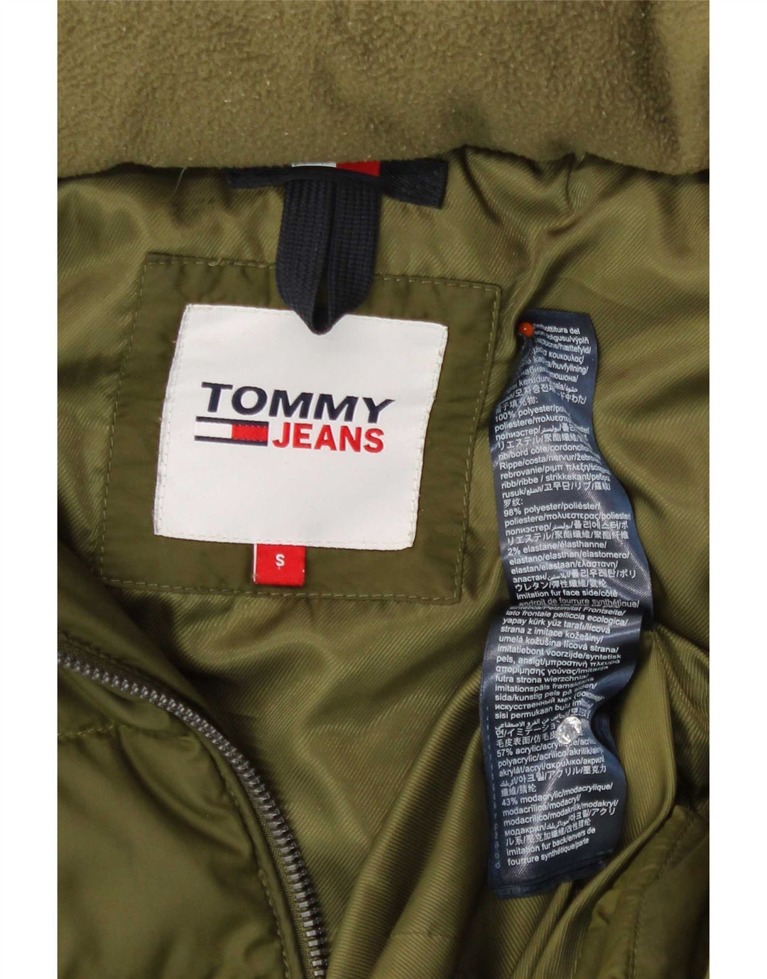 Tommy Hilfiger γυναικείο μπουφάν με κουκούλα UK 10 Small Khaki Polyester