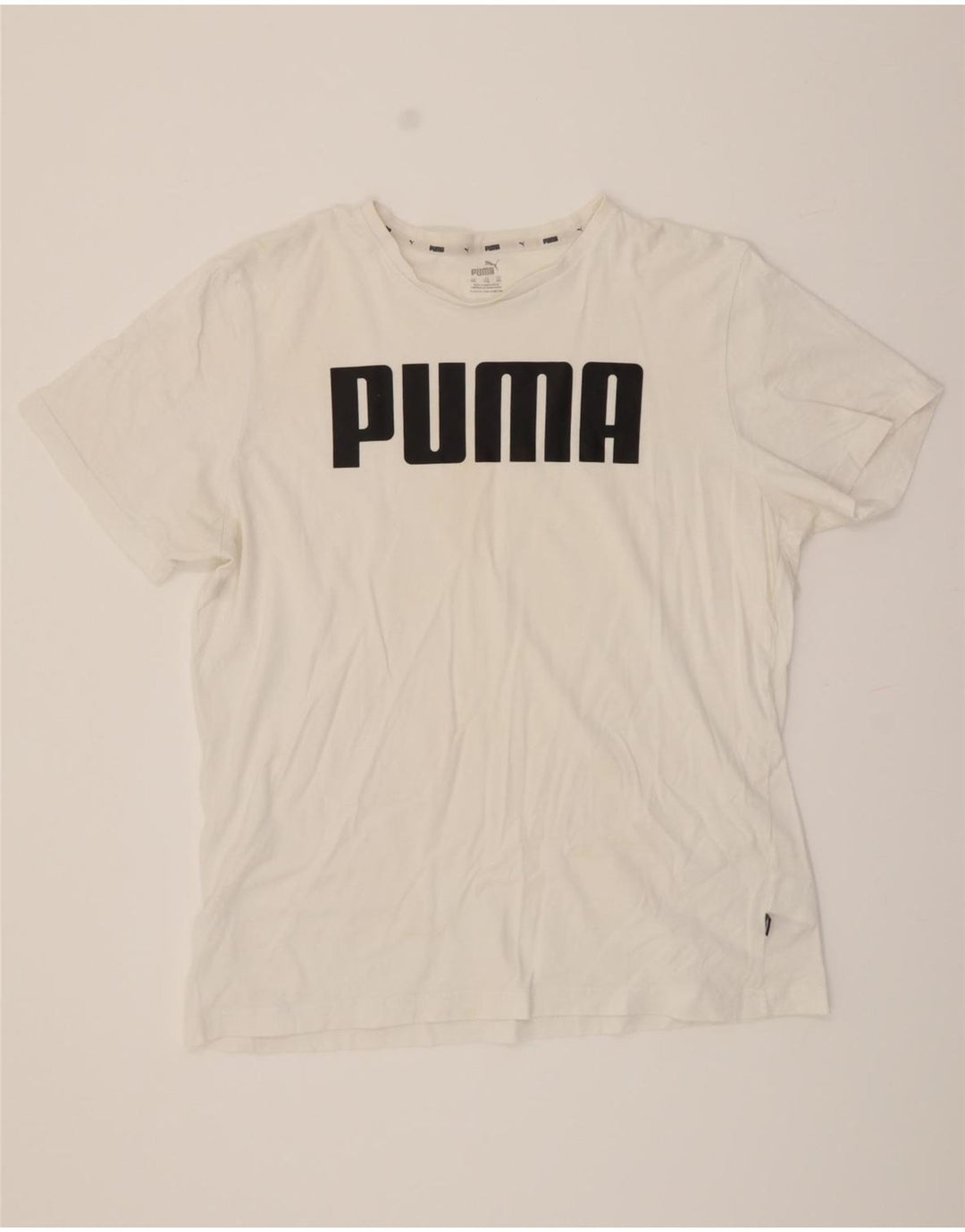 PUMA Mens Graphic T-Shirt Top 2XL White Cotton Vintage Puma and Second-Hand Puma from Messina Hembry 