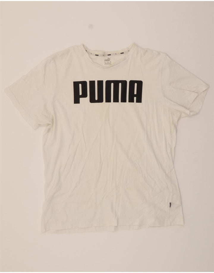 PUMA Mens Graphic T-Shirt Top 2XL White Cotton Vintage Puma and Second-Hand Puma from Messina Hembry 