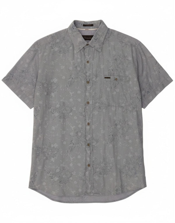 Ανδρικό κοντομάνικο πουκάμισο Marlboro Classics 2XL Μπλε φλοράλ βαμβακερό