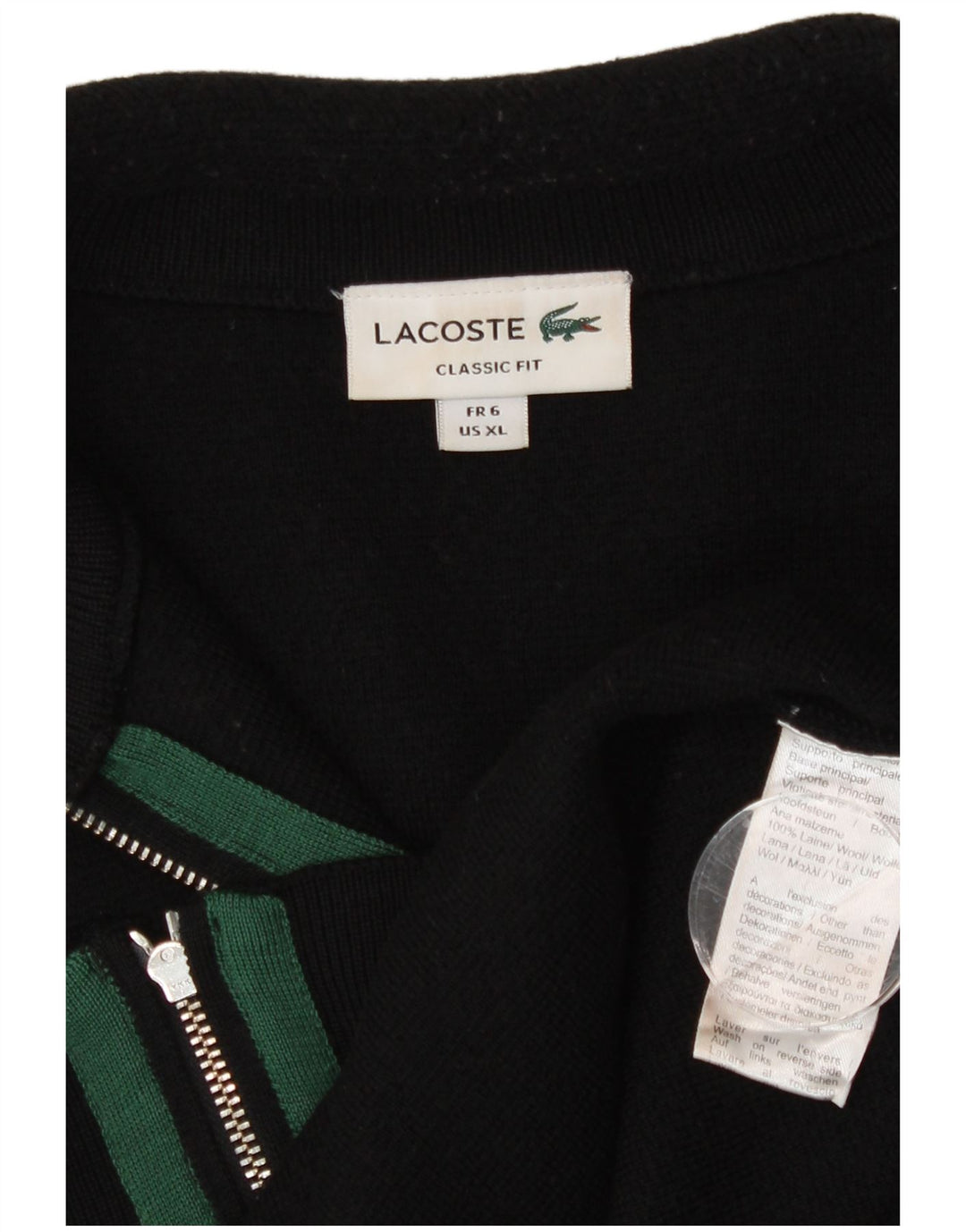 Ανδρικό πουλόβερ ζακέτα Lacoste 6 XL Μαύρο μάλλινο