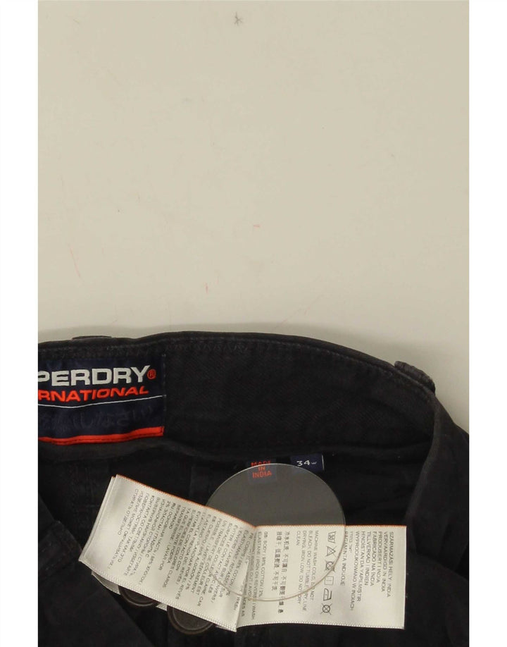 Ανδρικό σορτς Chino Superdry W34 μεγάλο μαύρο βαμβακερό
