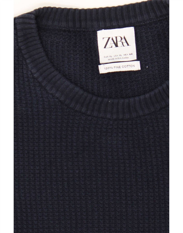 Ανδρικό πουλόβερ Zara Crew Neck Jumper XL Navy Blue