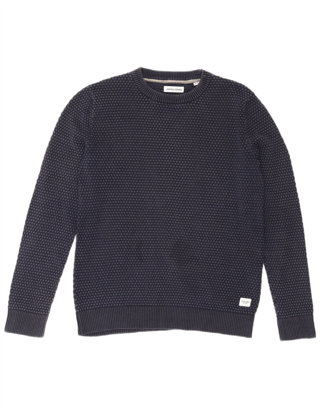 Jack & Jones Ανδρικό πουλόβερ με λαιμόκοψη με μεσαίο ναυτικό μπλε πουά