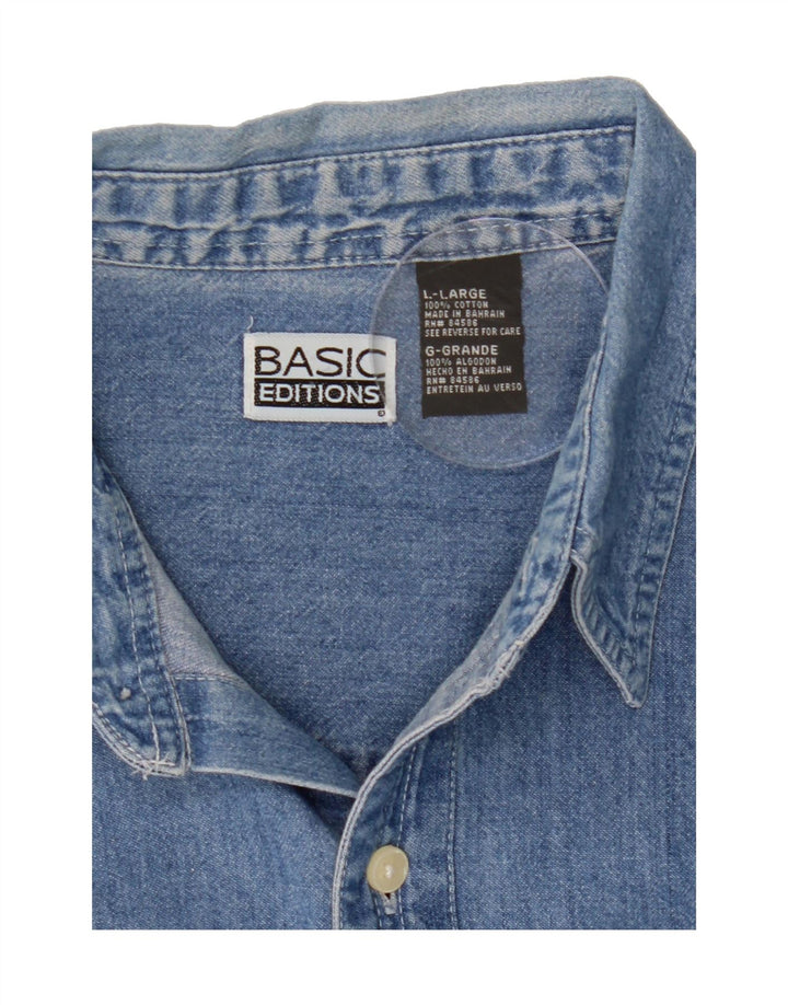 BASIC Mens Denim Shirt Large Blue Cotton Vintage Basic and Second-Hand Basic from Messina Hembry 