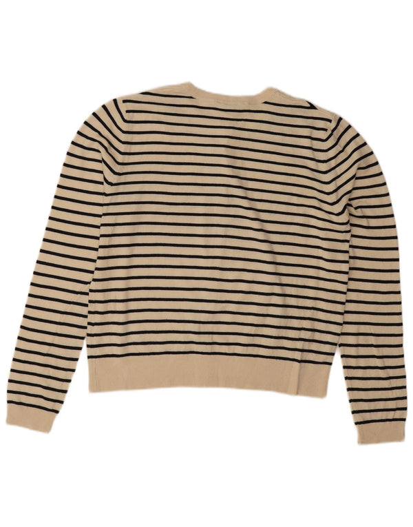 Zara Γυναικεία Ζακέτα UK 16 Large Beige Pinstripe