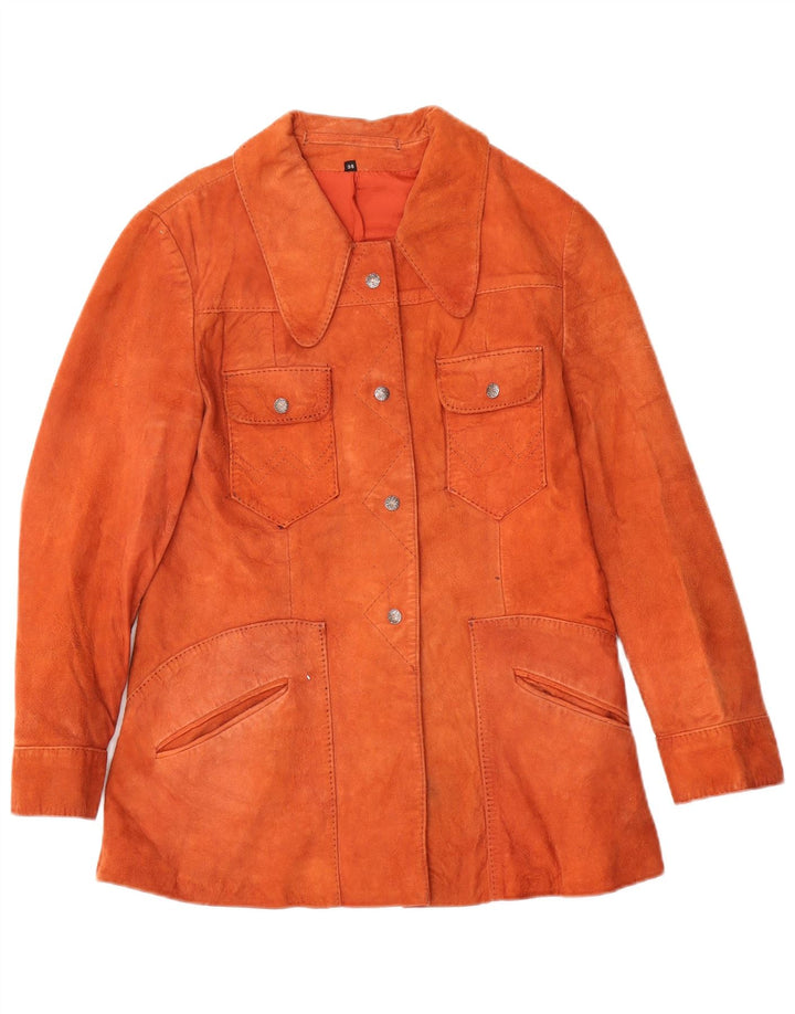 Vintage Γυναικείο Suede Jacket IT 38 XS Orange