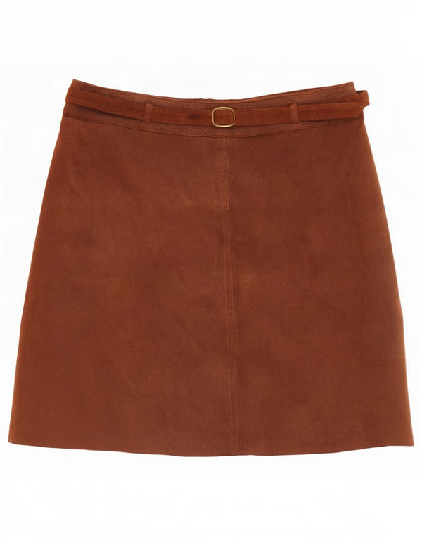 GARDEUR Γυναικεία Atelier Suede Mini Φούστα UK 14 Large W32 Καφέ Δερμάτινο