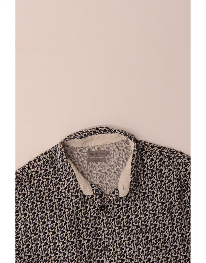 Ανδρικό πουκάμισο CALVIN KLEIN JEANS Slim Fit Μεσαίο μαύρο γεωμετρικό βαμβακερό