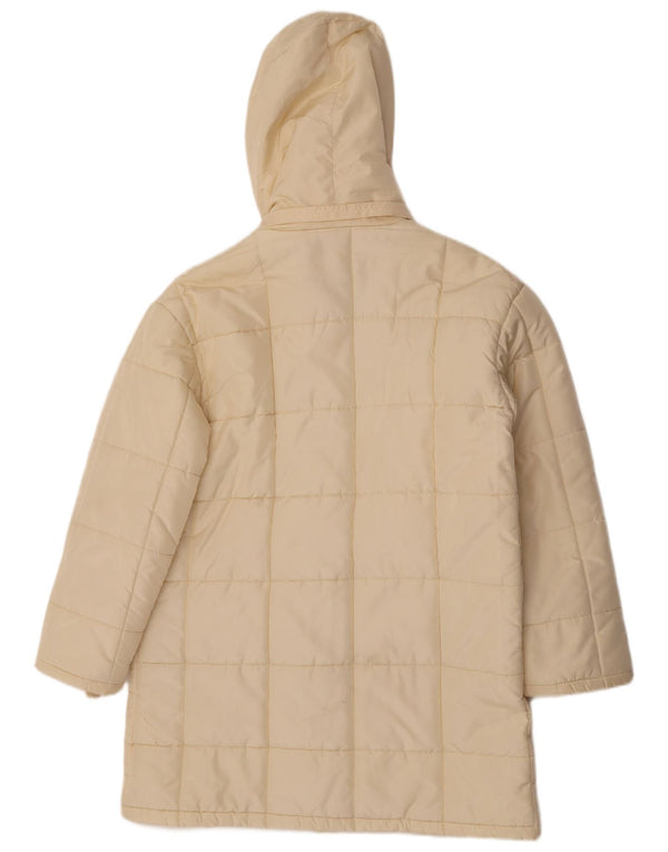 Moschino Womens Hooded Padded Coat UK 12 Medium Off White Polyester