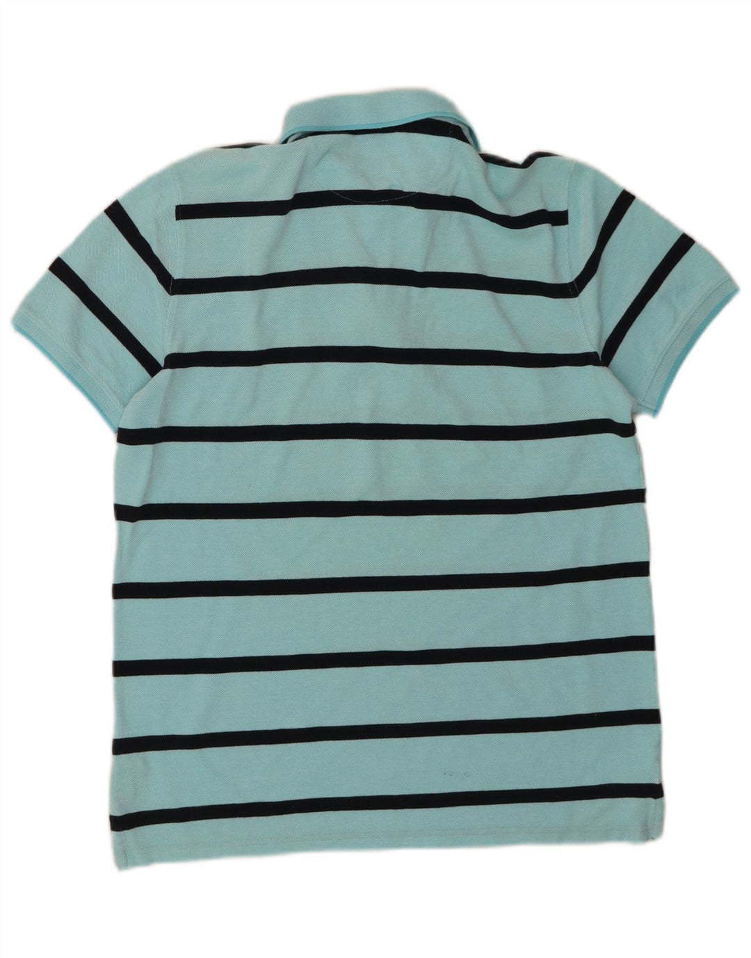 MASSIMO DUTTI Mens Polo Shirt Large Turquoise Striped Cotton