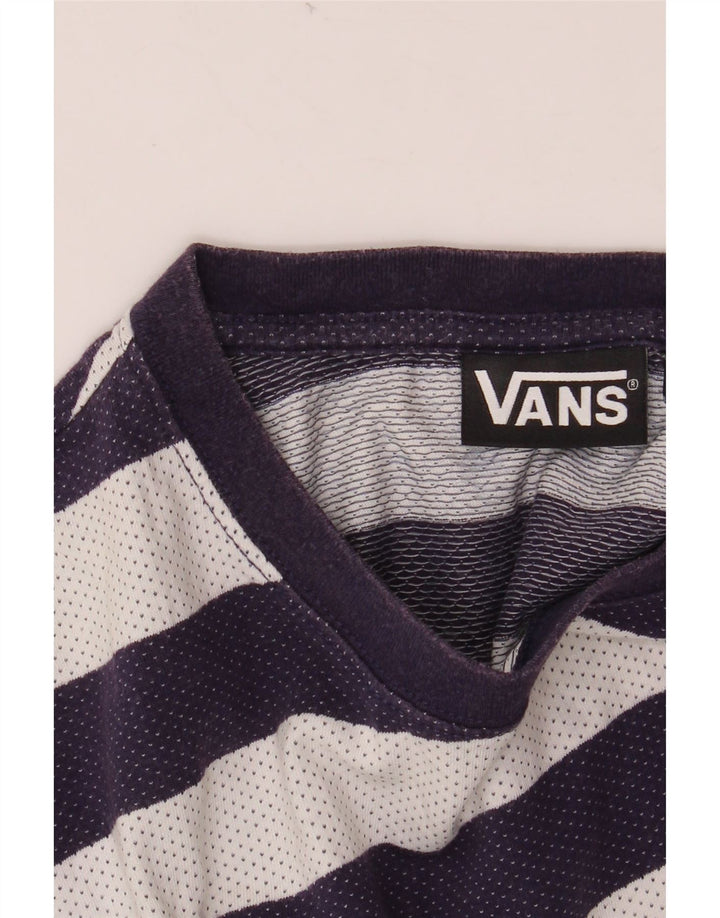 VANS Ανδρικό T-Shirt Top Large Navy Blue ριγέ βαμβακερό