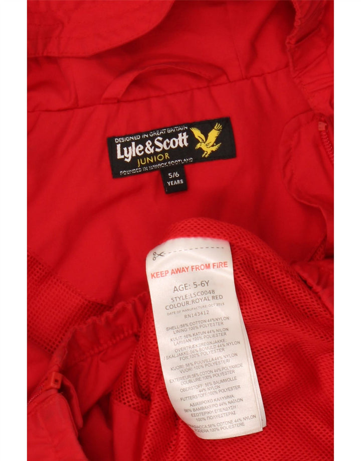 Μπουφάν με κουκούλα Lyle & Scott Boys Windbreaker 5-6 Years Red Cotton