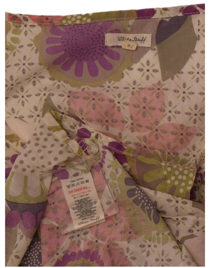 WHITE STUFF Γυναικείο Βασικό Φόρεμα UK 14 Μεσαίο Μωβ φλοράλ βαμβακερό