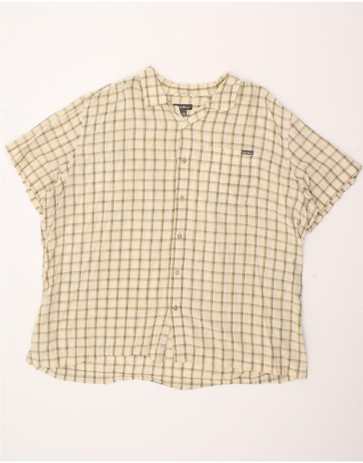 EDDIE BAUER Mens Short Sleeve Shirt 2XL Beige Check Cotton Vintage Eddie Bauer and Second-Hand Eddie Bauer from Messina Hembry 