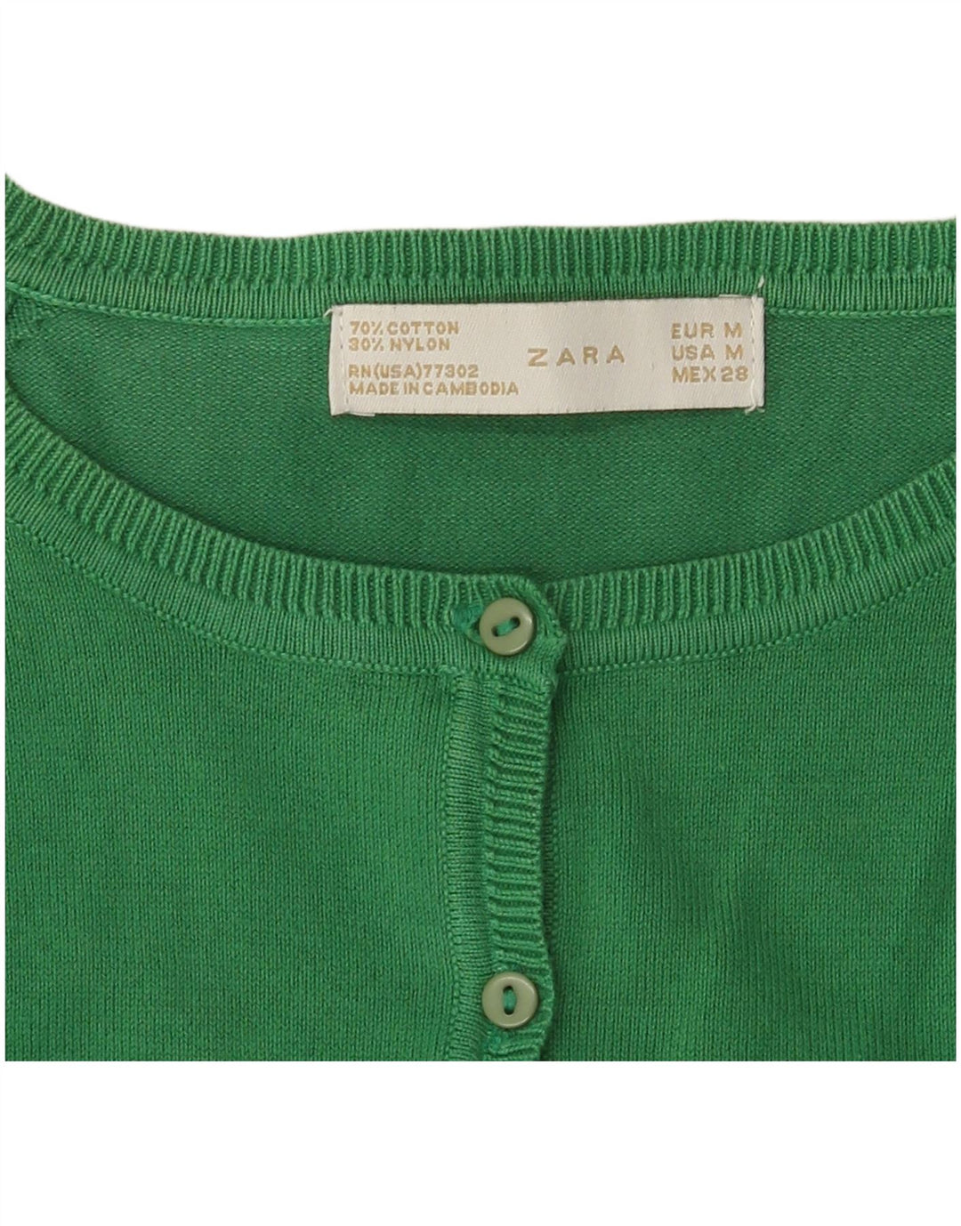 Zara Γυναικεία Ζακέτα UK 12 Βαμβακερό μεσαίο πράσινο