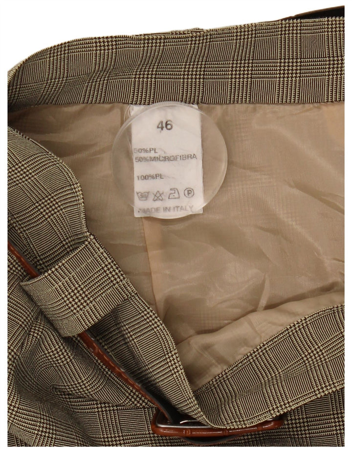 Vintage γυναικεία φούστα A-Line IT 46 Large W28 Khaki Check Polyester
