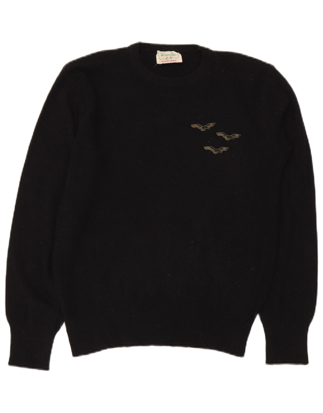 Γυναικείο πουλόβερ Benetton Crew Neck Jumper IT 50 XL Μαύρο Μάλλινο