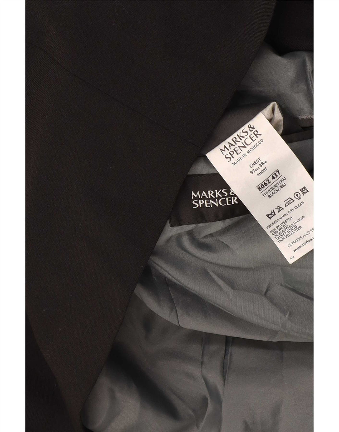 Marks & Spencer Ανδρικό κοντό σακάκι 3 κουμπιών UK 38 Medium Black