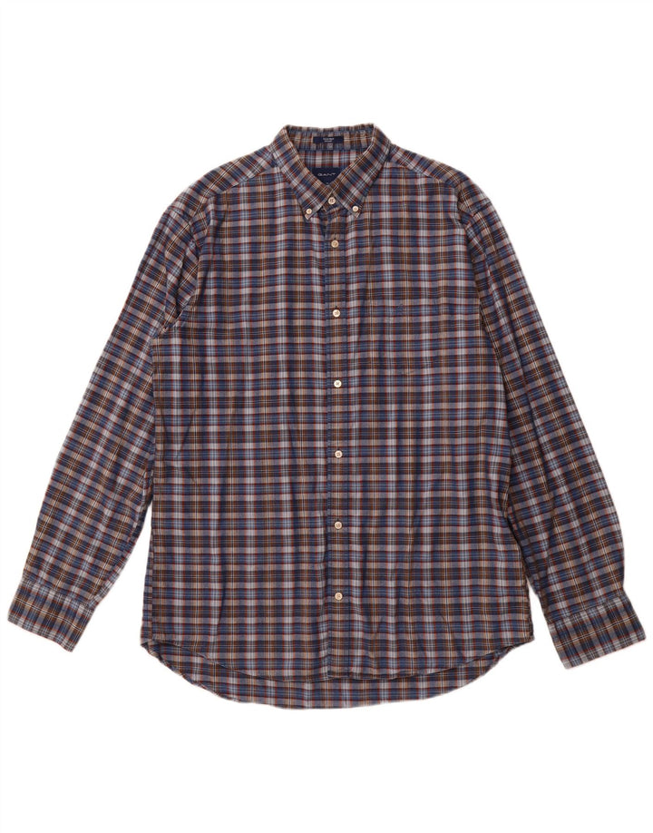 Ανδρικό πουκάμισο GANT Regular Fit Size 43/44 17 1/2 XL Navy Blue Check Cotton